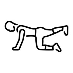 A character doing yoga workout, linear style icon 