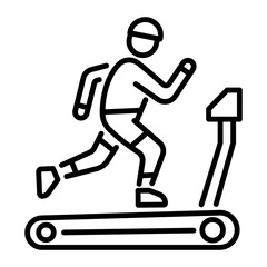 Obraz premium Gym treadmill running icon in linear style 
