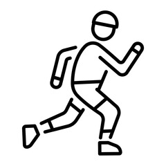 A linear style icon of a running character 