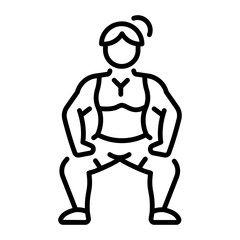 A linear style icon of a woman doing physical exertion 