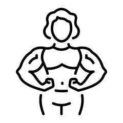 A line style icon of a strong woman character 