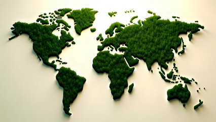 Earth day concept. 3d eco friendly design.Earth map shapes with trees water and shadow. Save the Earth concept. Happy Earth Day, 22 April. 2025 earth day.