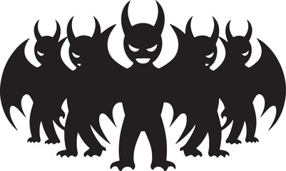 Devil and Demon silhouette on white background. Vector demon design.