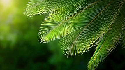 Fototapeta premium Lush palm fronds, bright light