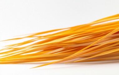 Dry pasta arranged artistically on a white background with contrasting colors enhancing the texture and shape of the strands