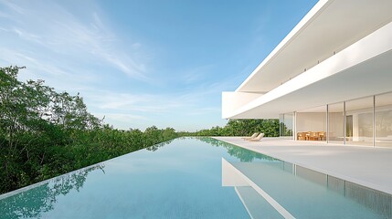 Fototapeta premium Modern Villa Infinity Pool Landscape.