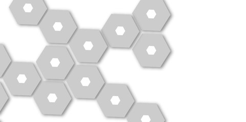 Abstract grey and white hexagon 3d effect pattern with shadow seamless texture background. Use for book, poster, flyer, website vector illustration