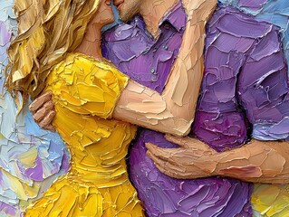 Celebrate Pure love and joy through a painting of a romantic couple embracing fun and freedom on a piggyback ride, rendered in vibrant oils, capturing the essence of blissful togetherness This