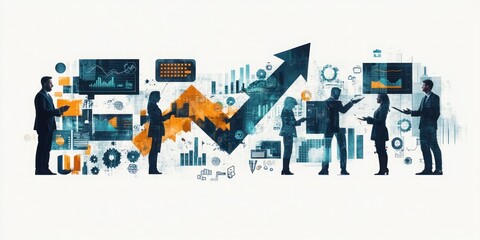 A digital screen and financial charts as a background for a financial or business concept.