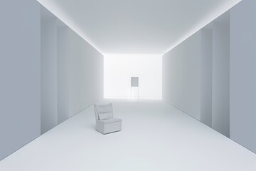 Fototapeta premium Empty, modern, minimalist interior design hallway with chair