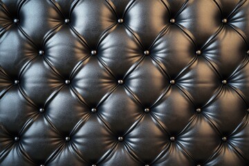 Dark, luxurious leather upholstery with deep buttons in a diamond pattern. Use as background for high end brands or for luxury interior designs.