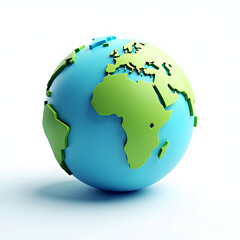 Fototapeta premium Planet Earth, globe with world map. Ecology concept. 3d vector icon. Cartoon minimal style. Earth day concept.