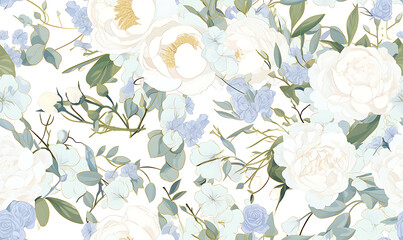 Fototapeta premium Creative 2D Doodle seamless pattern Floral or flower Illustrations