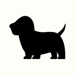 A simple, black silhouette of a dog, ideal for pet, animal, canine, and veterinary designs