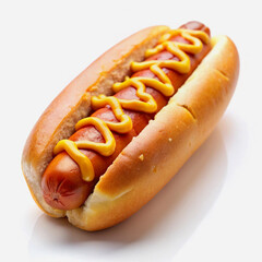 Delicious Hot Dog Isolated on White Background. Hot Dog. Tasty and Juicy Snack.
