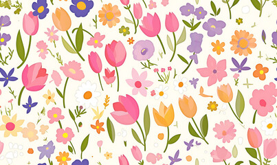 Creative 2D Doodle seamless pattern Floral or flower Illustrations