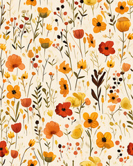 Naklejka premium Creative 2D Doodle seamless pattern Floral or flower Illustrations