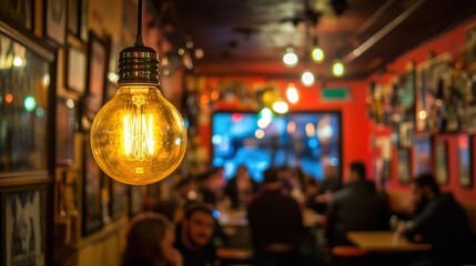 Fototapeta premium Illuminated Interior: A Warm Glow in a Cozy Bar