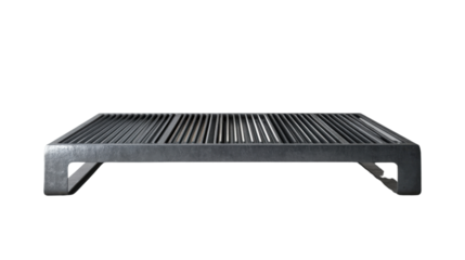 Empty modern metal grill showing its slats on transparent background