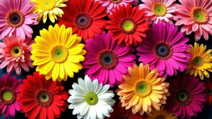 Vibrant gerbera daisies in multicolored floral arrangement