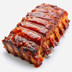 Barbecue Ribs Isolated on White Background. Tasty BBQ Ribs. Barbecue Ribs on a Plate.