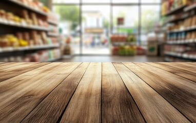 A woman pushes a shopping cart through a supermarket aisle, buying groceries from the retail shelves