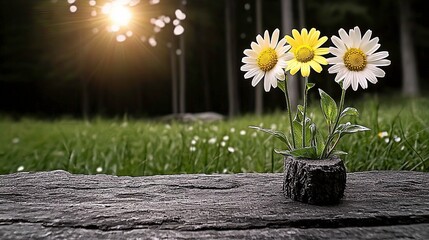 Flowers on rustic wood