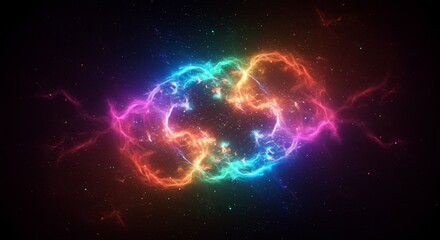 Obraz premium Vibrant Rainbow Nebula Cosmic Energy Glowing Plasma Abstract Background