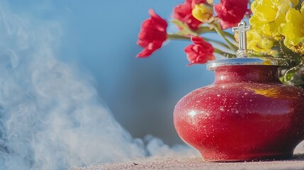 Remembrance flowers smoke