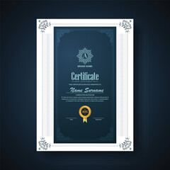 Elegant blue certificate of achievement award template