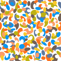 Simple modern abstract geometric seamless pattern Colorful chaotic ovals, circles, round geometric shapes on white background Bright joyful festive design