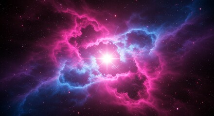 Fototapeta premium Vibrant Nebula Space Scene Cosmic Clouds Stars and Glowing Light