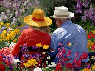 Embrace tranquility with a beautiful image of a retired couple pausing to listen to birds chirping in a serene woodland witness their quiet joy as they connect with nature Find serenity and