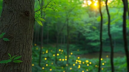 Forest at Dusk with Firefly Glow