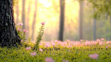 Forest flowers sunrise