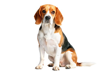 Adorable Beagle Dog Sitting on Black Background A Beautiful Tricolor Beagle Puppy Posing for a Portrait