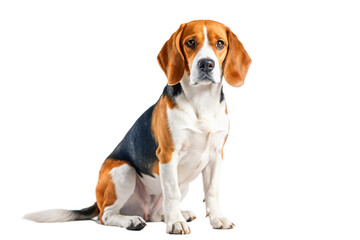 Adorable Beagle Dog Sitting Pretty on Black Background A Stunning Pet Portrait