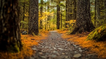 Forest path in autumn