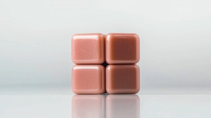 Four square, light pink candies