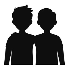 two friends silhouette vector on white background.