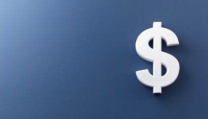Obraz premium A simple 3D dollar symbol on a minimalist blue background, representing money concepts.