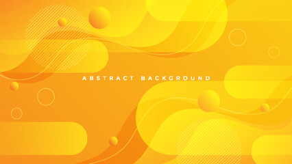 Yellow Abstract Background with Wavy Shapes and 3D Spheres