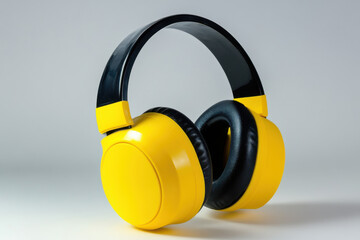 Naklejka premium Hearing protection yellow ear muffs, Personal Protective Equipment