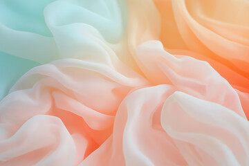 Obraz premium Soft pastel fabric illustration with flowing folds in peach pink and aqua tones creating a dreamy lightweight and elegant composition with smooth textures and a gentle gradient glow