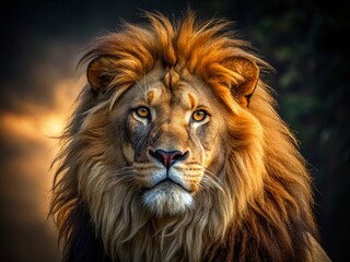 Obraz premium Majestic Lion Portrait: Powerful King of the Jungle Design