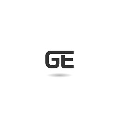 GE letter logo icon with shadow
