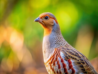 Majestic Partridge Bird in Natural Habitat, Side Profile, Copy Space