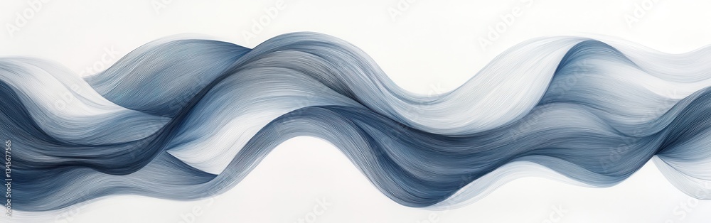 Fototapete pencil strokes create flowing waves in muted gray and blue tones capturing tranquility and motion in