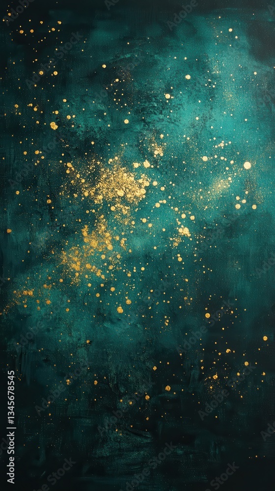 Aufkleber vibrant teal background illuminated by golden sparkles create a celestial atmosphere