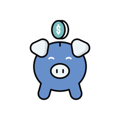 Piggy Bank icon isolated on a white background. Vector illustration.